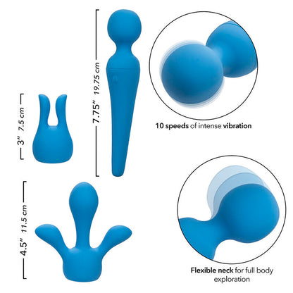 CALEXOTICS - COUTURE WAND VIBRATOR KIT 10 VIBRATIONS BLUE