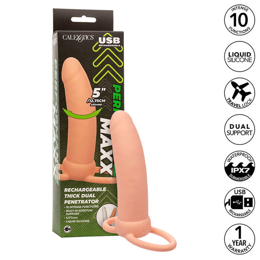 CALEXOTICS - MAXX THICK DOBLE PENETRADOR 10 VIBRACIONES CARNE