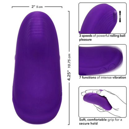 CALEXOTICS - MASAJEADOR DE MANO ENVY CON BOLA RODANTE, 7 VIBRACIONES, MORADO