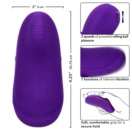 CALEXOTICS - MASAJEADOR DE MANO ENVY CON BOLA RODANTE, 7 VIBRACIONES, MORADO