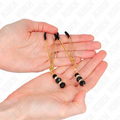 Kink - Pinças Finas Douradas Com 3 Contas De Vidro Pretas 7 Cm