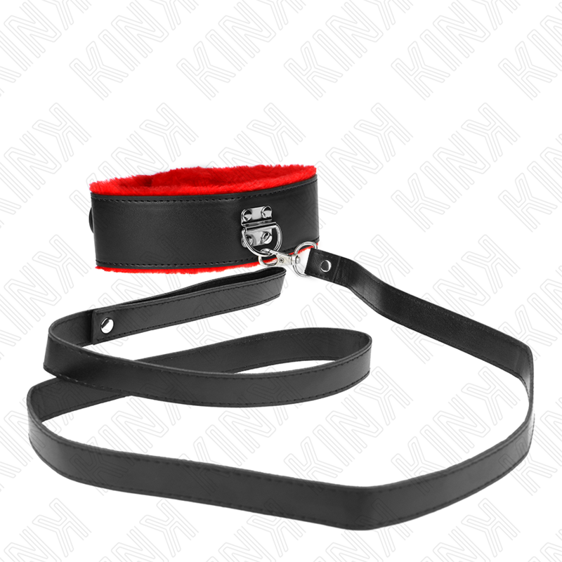 KINK - 116 CM BELT COLLAR WITH ADJUSTABLE RED LEATHER STRAP 40-48 CM X 6 CM