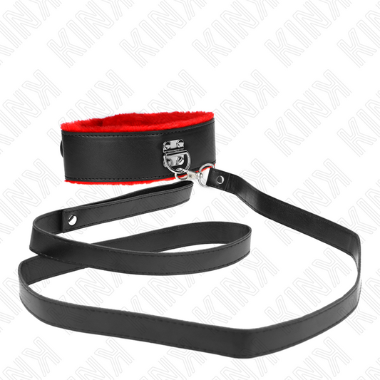 KINK - 116 CM BELT COLLAR WITH ADJUSTABLE RED LEATHER STRAP 40-48 CM X 6 CM
