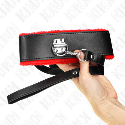 KINK - 116 CM BELT COLLAR WITH ADJUSTABLE RED LEATHER STRAP 40-48 CM X 6 CM