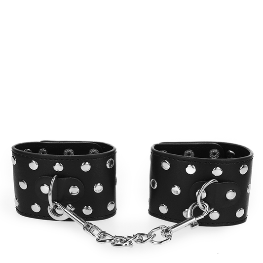 KINK - SNAP FASTEN WRIST RESTRAINTS FULL OF ADJUSTABLE BLACK RIVETS 19-24 CM X 5.5 CM