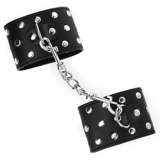 KINK - SNAP FASTEN WRIST RESTRAINTS FULL OF ADJUSTABLE BLACK RIVETS 19-24 CM X 5.5 CM