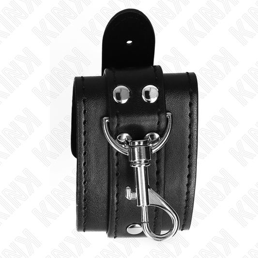 KINK - ADJUSTABLE BLACK LOCKING DUNGEON WRIST GUARDS 21-28 CM X 5.5 CM