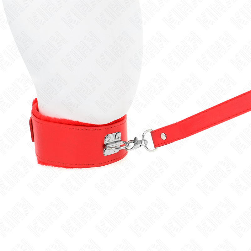 KINK - 116 CM COLLAR WITH LEASH WITH SILVER NAILS MODEL 4 RED ADJUSTABLE 40-48 CM X 6 CM