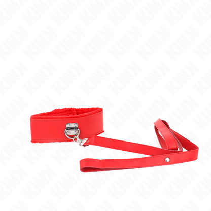 KINK - 116 CM COLLAR WITH LEASH WITH SILVER NAILS MODEL 4 RED ADJUSTABLE 40-48 CM X 6 CM