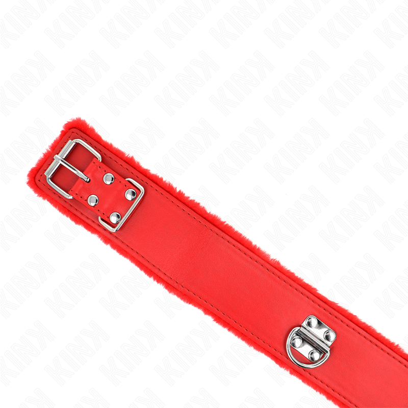 KINK - 116 CM COLLAR WITH LEASH WITH SILVER NAILS MODEL 4 RED ADJUSTABLE 40-48 CM X 6 CM