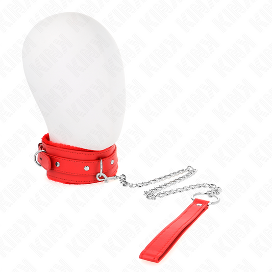 KINK - COLLAR WITH LEASH 65 CM WITH RED RESTRICTIONS 36-42 CM X 5.5 CM