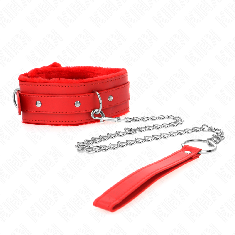 KINK - COLLAR WITH LEASH 65 CM WITH RED RESTRICTIONS 36-42 CM X 5.5 CM