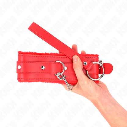 KINK - COLLAR WITH LEASH 65 CM WITH RED RESTRICTIONS 36-42 CM X 5.5 CM