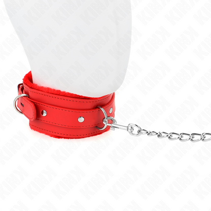 KINK - COLLAR WITH LEASH 65 CM WITH RED RESTRICTIONS 36-42 CM X 5.5 CM