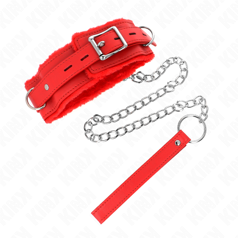 KINK - COLLAR WITH LEASH 65 CM WITH RED RESTRICTIONS 36-42 CM X 5.5 CM