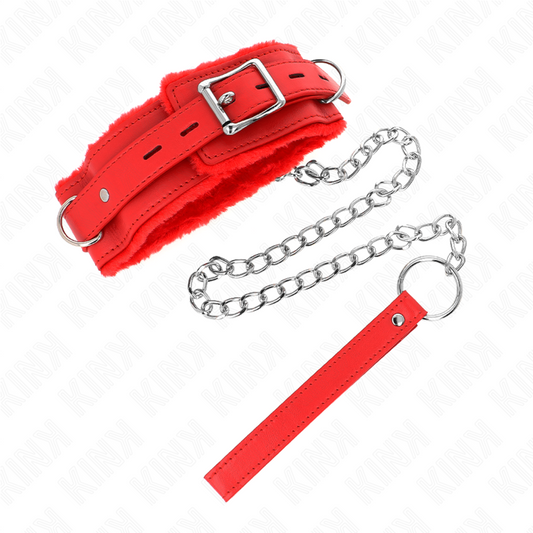 KINK - COLLAR WITH LEASH 65 CM WITH RED RESTRICTIONS 36-42 CM X 5.5 CM