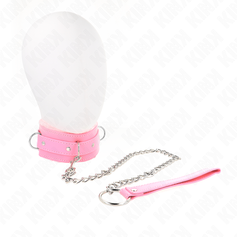 KINK - COLLAR WITH LEASH 65 CM WITH PINK RESTRAINTS 36-42 CM X 5.5 CM