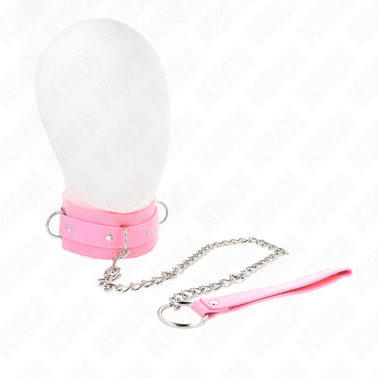 KINK - COLLAR WITH LEASH 65 CM WITH PINK RESTRAINTS 36-42 CM X 5.5 CM