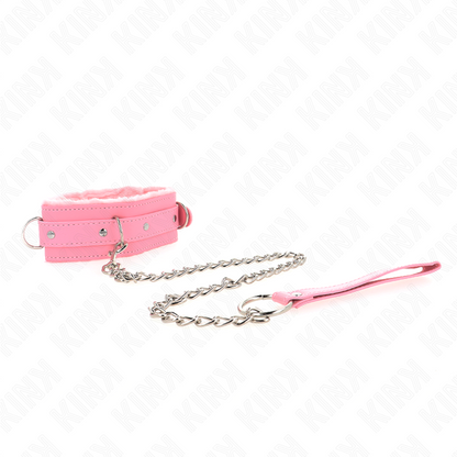 KINK - COLLAR WITH LEASH 65 CM WITH PINK RESTRAINTS 36-42 CM X 5.5 CM