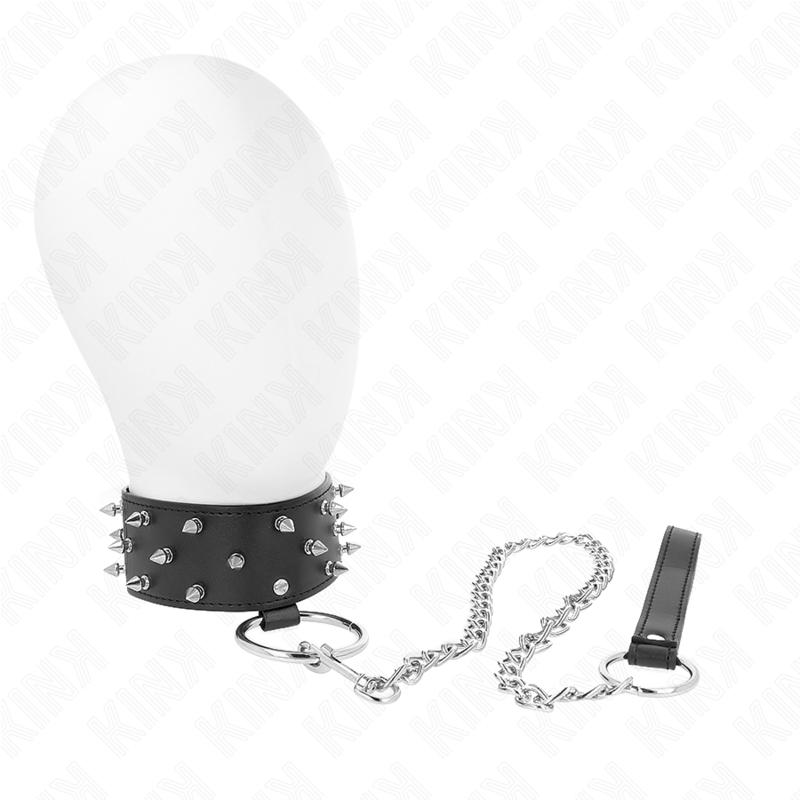 KINK - 65 CM COLLAR WITH LEASH WITH SILVER NAILS MODEL 5 ADJUSTABLE 36-43 CM X 5 CM