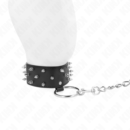 KINK - 65 CM COLLAR WITH LEASH WITH SILVER NAILS MODEL 5 ADJUSTABLE 36-43 CM X 5 CM