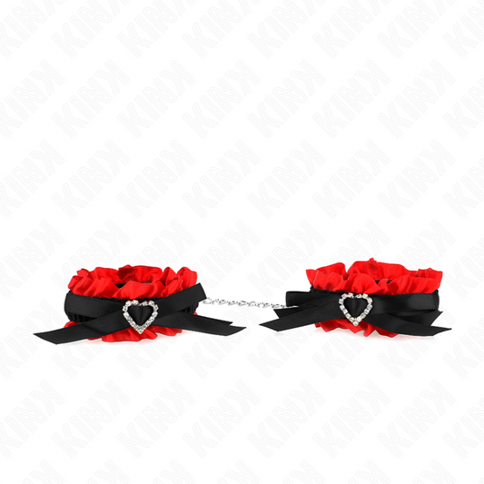 KINK - LACE ELASTIC CUFF RESTRAINTS ADJUSTABLE RED HEART DETAILS 22-35 CM