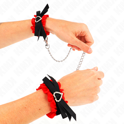 KINK - LACE ELASTIC CUFF RESTRAINTS ADJUSTABLE RED HEART DETAILS 22-35 CM