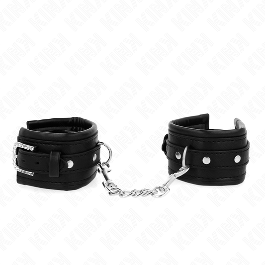 KINK - WRIST RESTRAINTS WITH ADJUSTABLE BLACK RHINESTONE BUCKLE 25-32 CM X 5.5 CM