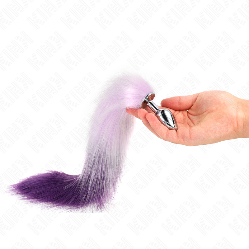 KINK - PLUG ANAL TAMAÑO P 7 X 3 CM CON COLA SINTÉTICA 40 CM MORADO