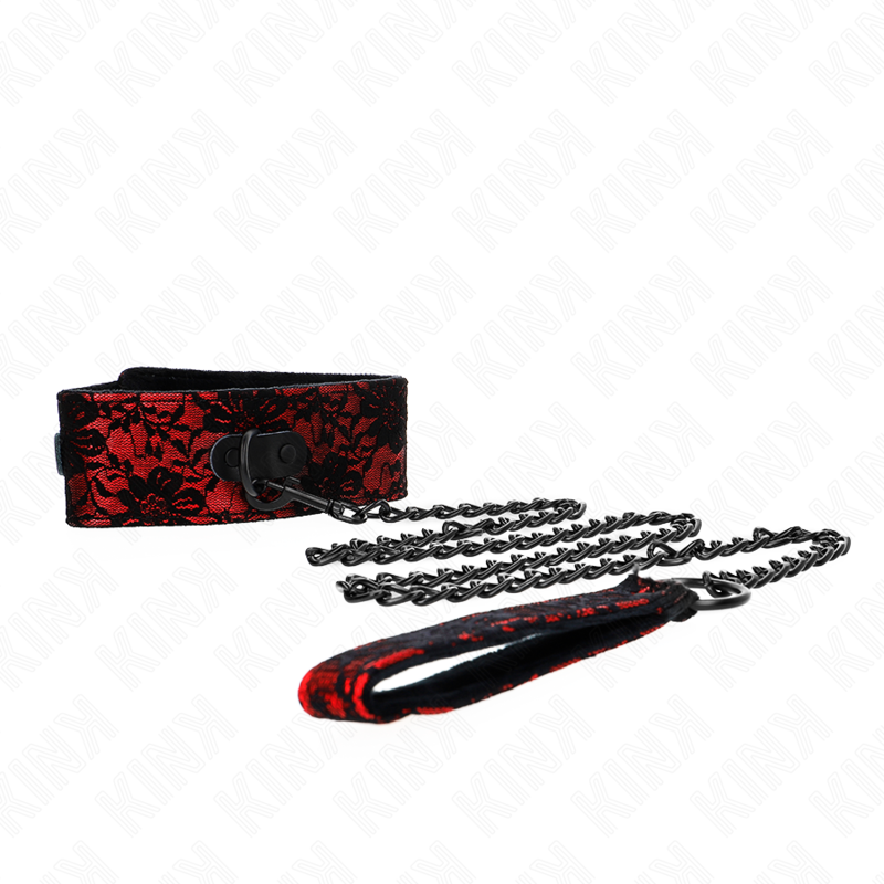 KINK - LACE COLLAR WITH BELT WITH REAL LEATHER BELT 105 CM / 44 X 5.5 CM