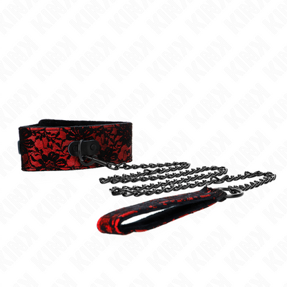 KINK - LACE COLLAR WITH BELT WITH REAL LEATHER BELT 105 CM / 44 X 5.5 CM