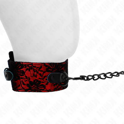 KINK - LACE COLLAR WITH BELT WITH REAL LEATHER BELT 105 CM / 44 X 5.5 CM