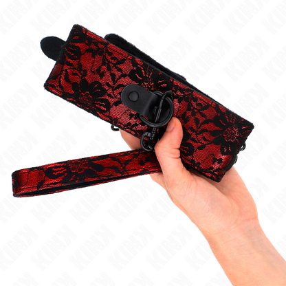 KINK - LACE COLLAR WITH BELT WITH REAL LEATHER BELT 105 CM / 44 X 5.5 CM