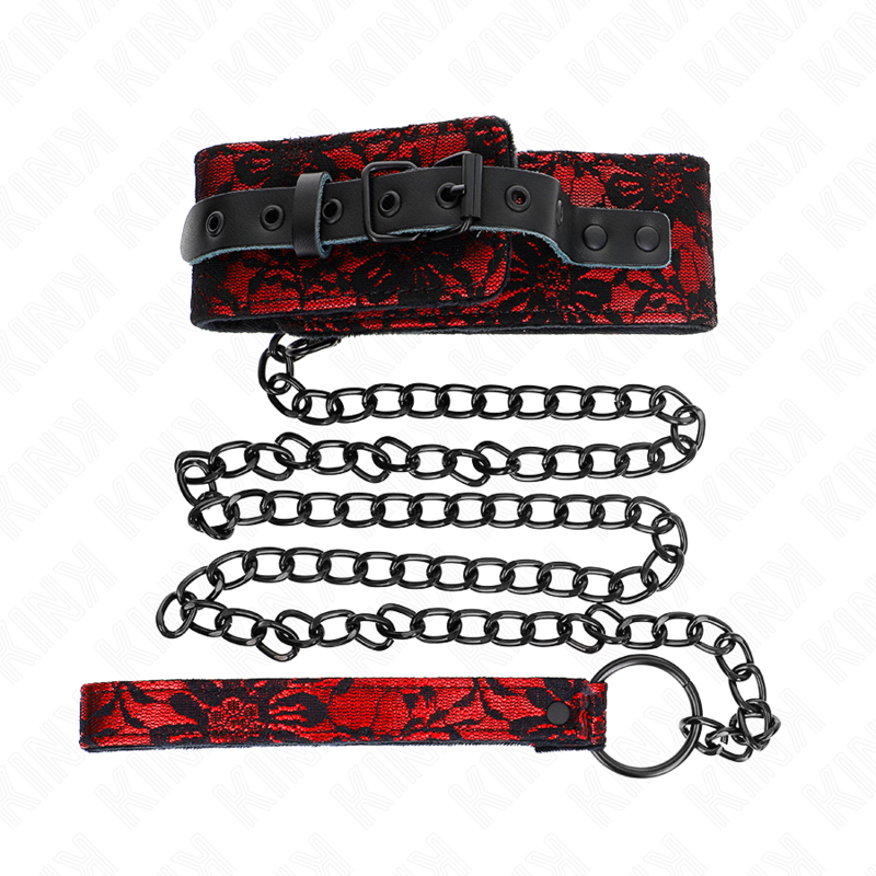 KINK - LACE COLLAR WITH BELT WITH REAL LEATHER BELT 105 CM / 44 X 5.5 CM