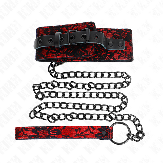KINK - LACE COLLAR WITH BELT WITH REAL LEATHER BELT 105 CM / 44 X 5.5 CM