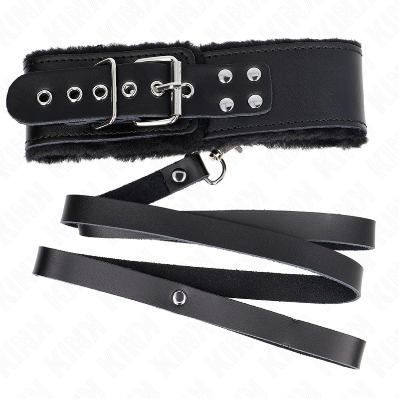 KINK - 116 CM BELT COLLAR WITH ADJUSTABLE BLACK LEATHER STRAP 40-48 CM X 6 CM