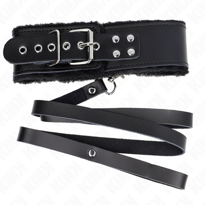 KINK - 116 CM BELT COLLAR WITH ADJUSTABLE BLACK LEATHER STRAP 40-48 CM X 6 CM