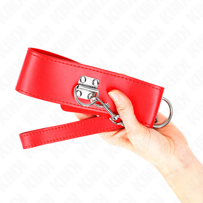 KINK - 65 CM BELT NECKLACE WITH ADJUSTABLE WIDE RED STRAP 33.5-41 CM X 5 CM