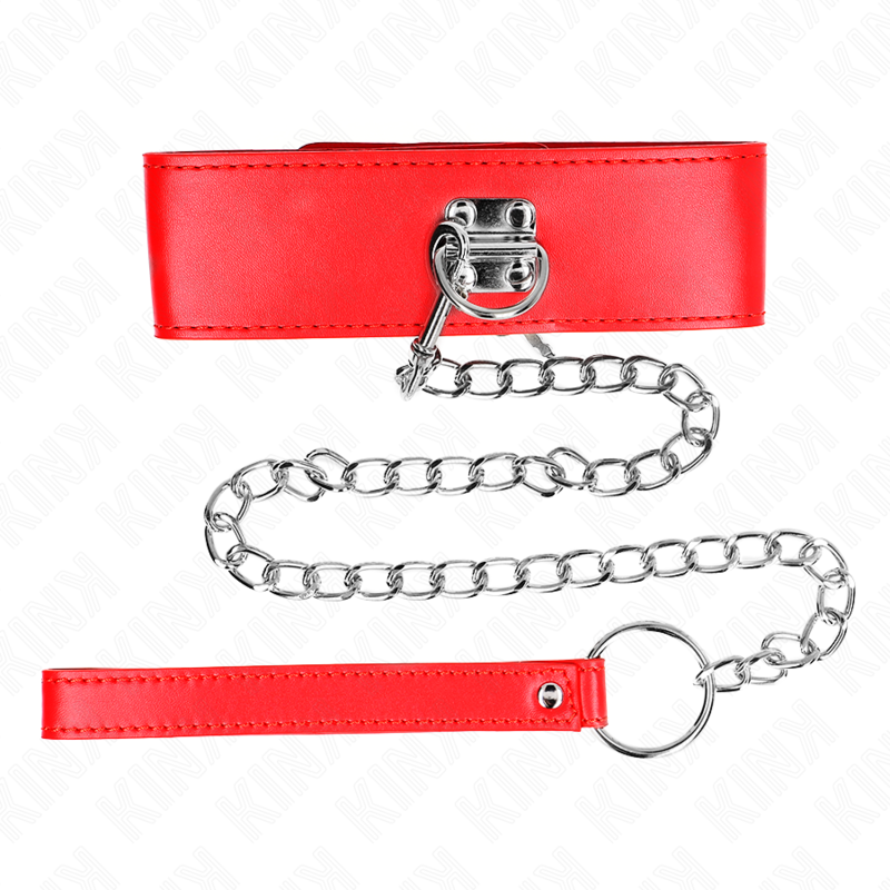 KINK - 65 CM BELT NECKLACE WITH ADJUSTABLE WIDE RED STRAP 33.5-41 CM X 5 CM