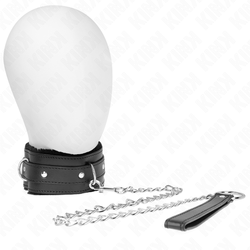 KINK - 65 CM COLLAR WITH LEASH WITH RESTRICTIONS BLACK 36-42 CM X 5.5 CM