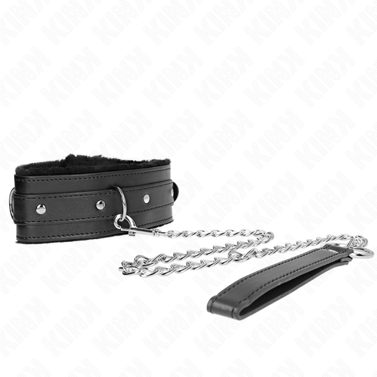 KINK - 65 CM COLLAR WITH LEASH WITH RESTRICTIONS BLACK 36-42 CM X 5.5 CM