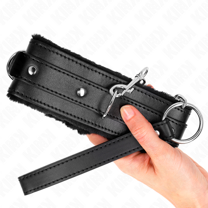 KINK - 65 CM COLLAR WITH LEASH WITH RESTRICTIONS BLACK 36-42 CM X 5.5 CM