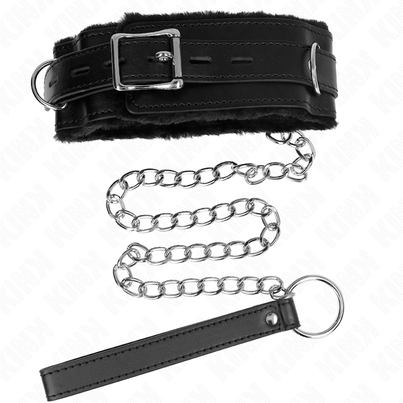 KINK - 65 CM COLLAR WITH LEASH WITH RESTRICTIONS BLACK 36-42 CM X 5.5 CM
