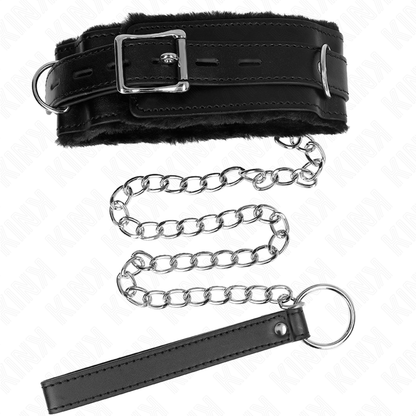 KINK - 65 CM COLLAR WITH LEASH WITH RESTRICTIONS BLACK 36-42 CM X 5.5 CM