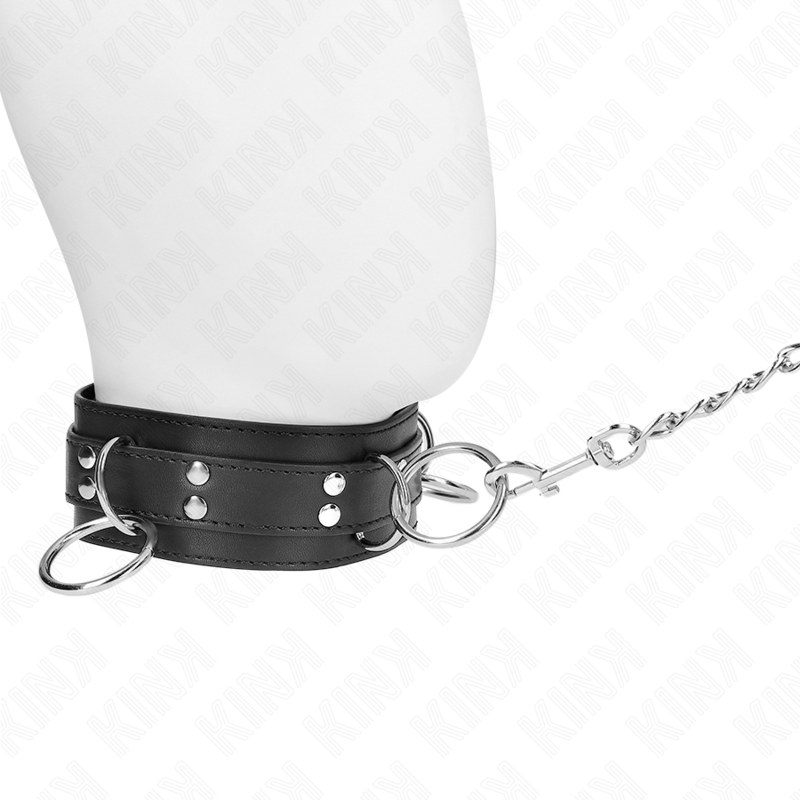 KINK - 3-RING BONDAGE COLLAR WITH STRAP 80 CM 53 X 5 CM
