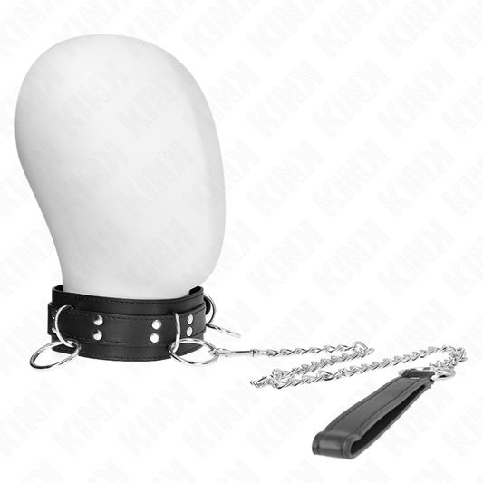 KINK - 3-RING BONDAGE COLLAR WITH STRAP 80 CM 53 X 5 CM