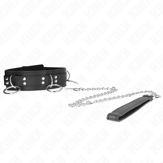 KINK - 3-RING BONDAGE COLLAR WITH STRAP 80 CM 53 X 5 CM