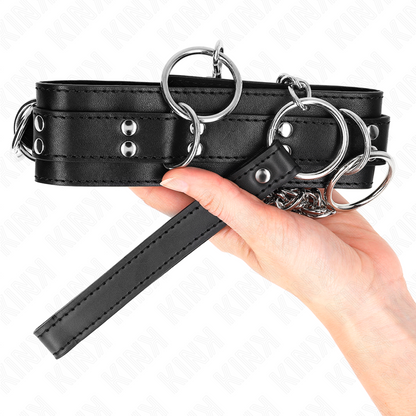 KINK - 3-RING BONDAGE COLLAR WITH STRAP 80 CM 53 X 5 CM