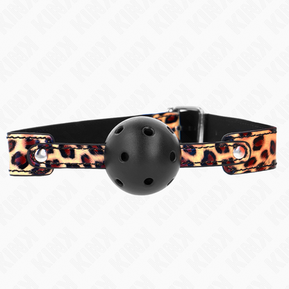 KINK - MORDAZA DE PELOTA DE LEOPARDO TRANSPIRABLE DE 4,5 CM 65 x 2,5 CM