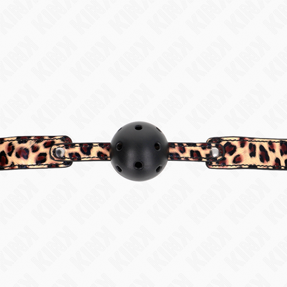 KINK - MORDAZA DE PELOTA DE LEOPARDO TRANSPIRABLE DE 4,5 CM 65 x 2,5 CM